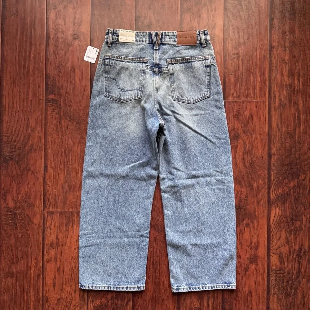 NWT Free People We The Free Deep Trance Dropped Boyfriend Jeans 26 Barrel Denim